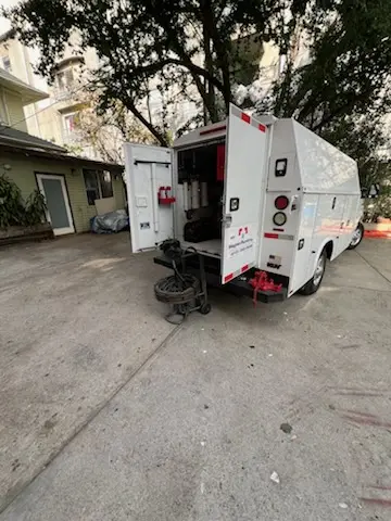 Magnet Plumbing service vehicle on-site for Slab Leak Repair in Oceanic